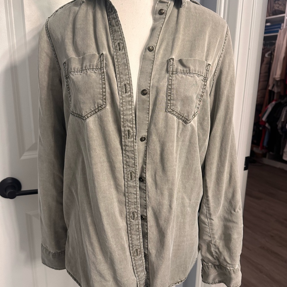 Express Olive Button Down Shirt